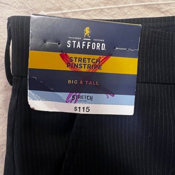 NWT Stafford Stretch Pinstripe Travel Pants big & tall 56X32 - Picture 5 of 8
